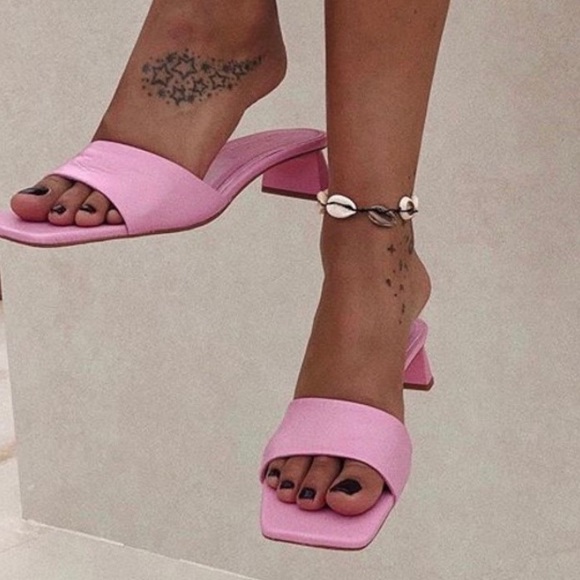 pink square toe mules